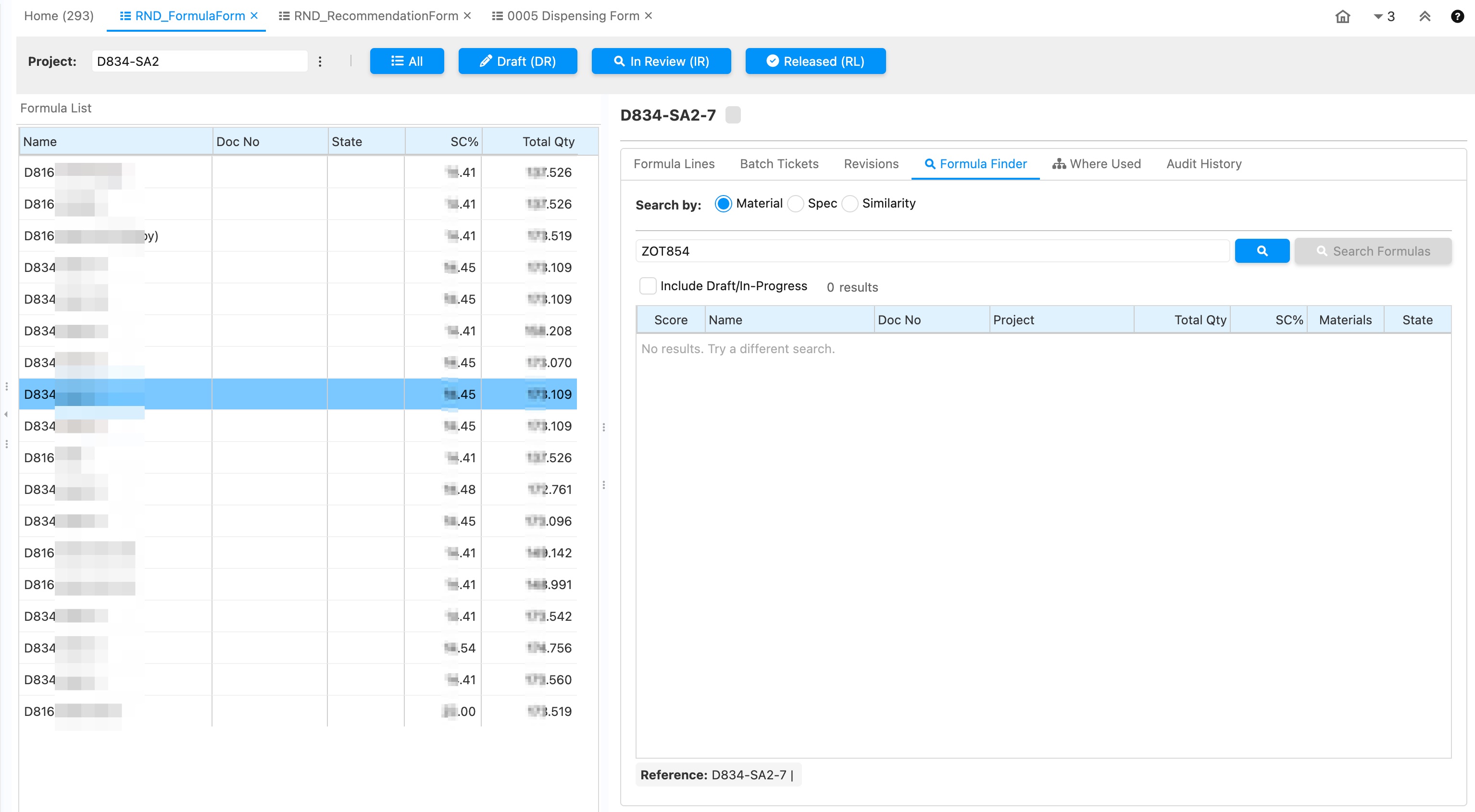 Formula Finder 搜尋畫面截圖