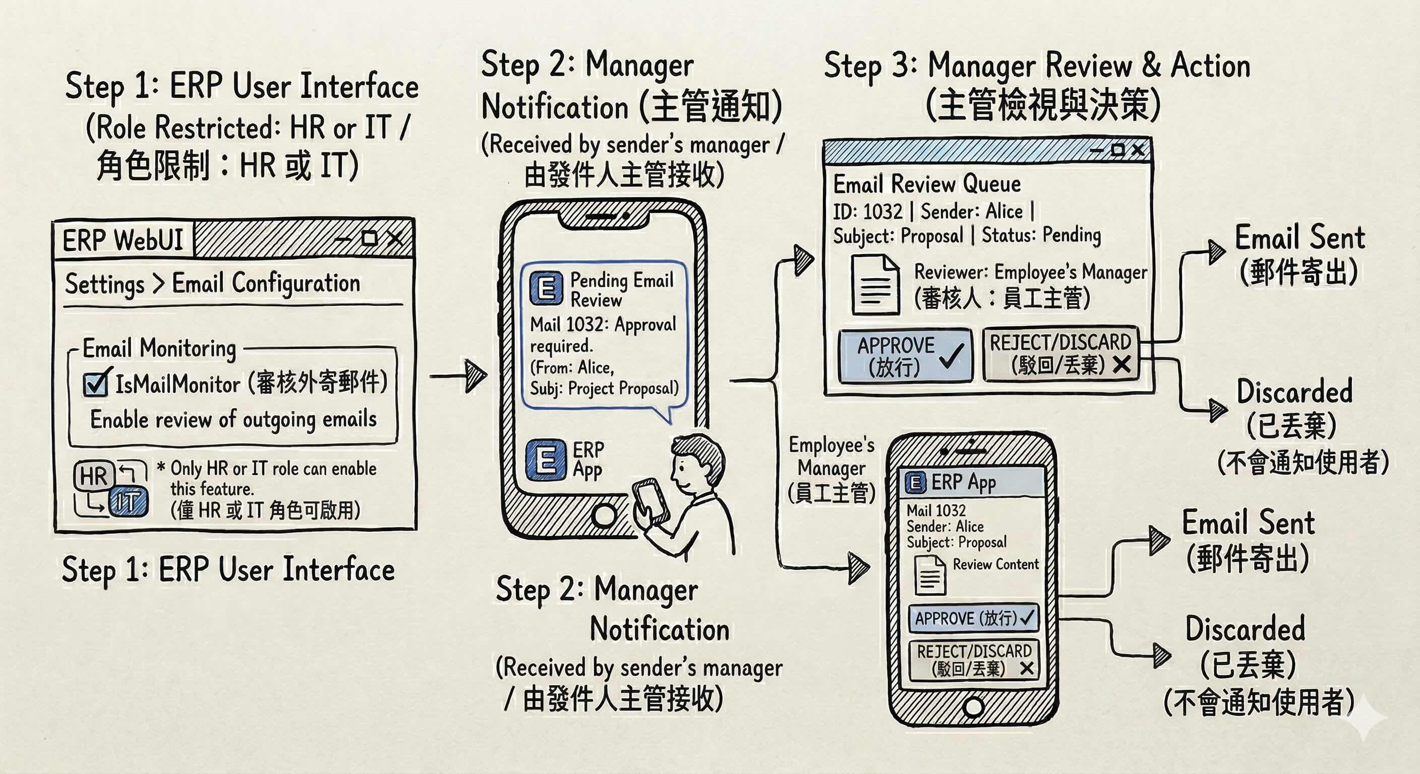 外寄郵件攔截系統整體流程
